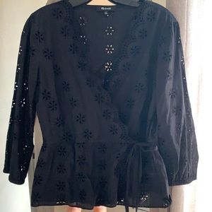Madewell black eyelet top